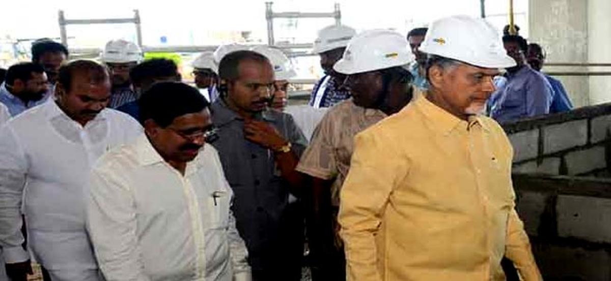 Work of new legislature building in Amaravati inspected