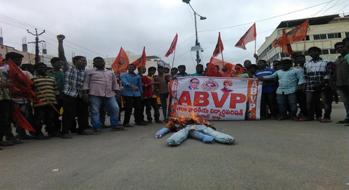 Students burn KCR effigy