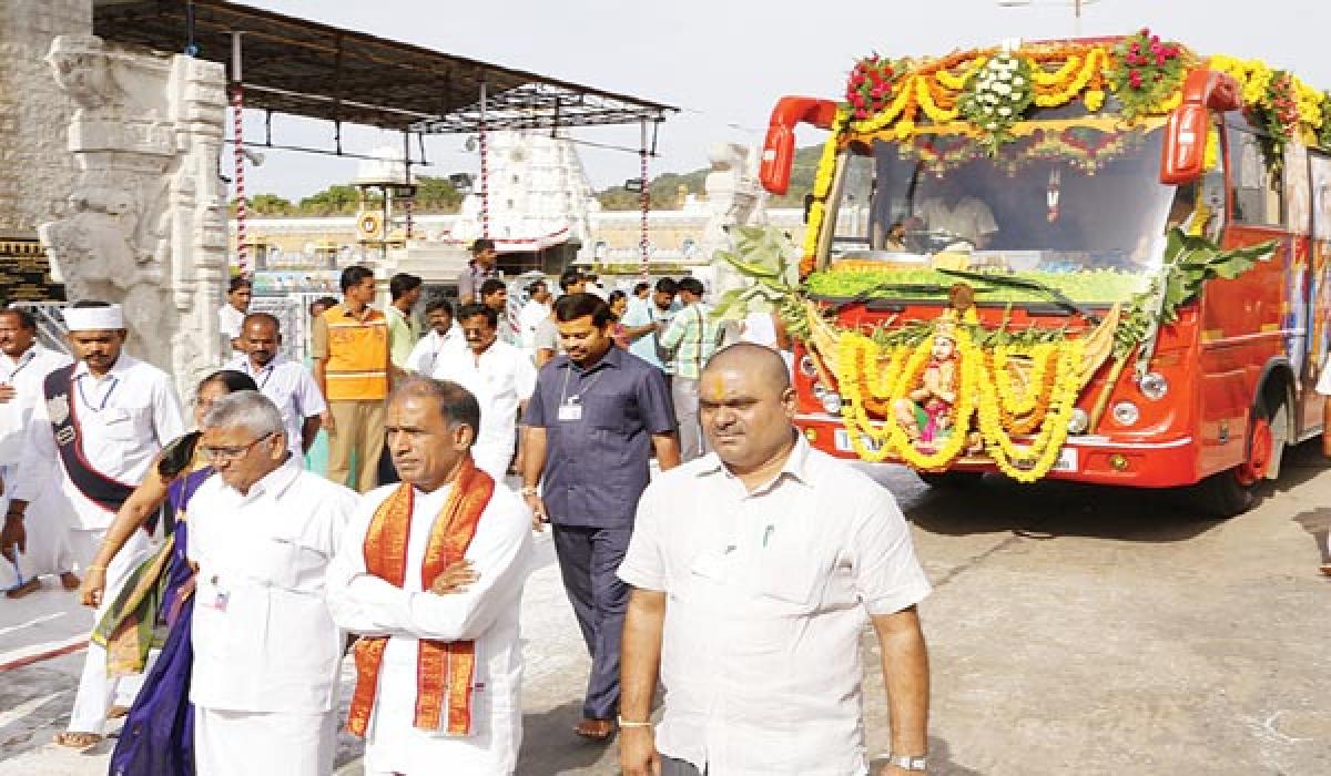 Pushkara yatra vehicle flagged off in Tirumala