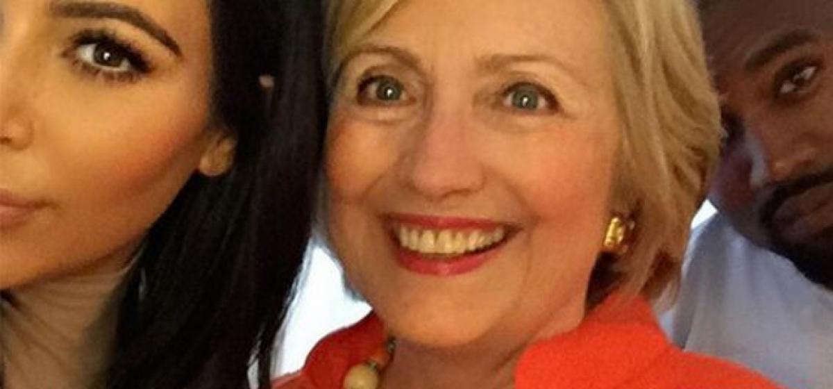 Kimyes selfie with democratic party presidential candidate Hillary Clinton