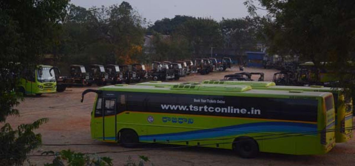 80 TSRTC buses wait for KCR to join fleet