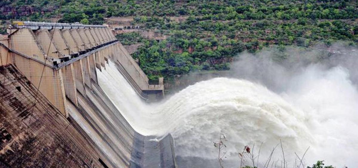 Srisailam dam brims with flood waters