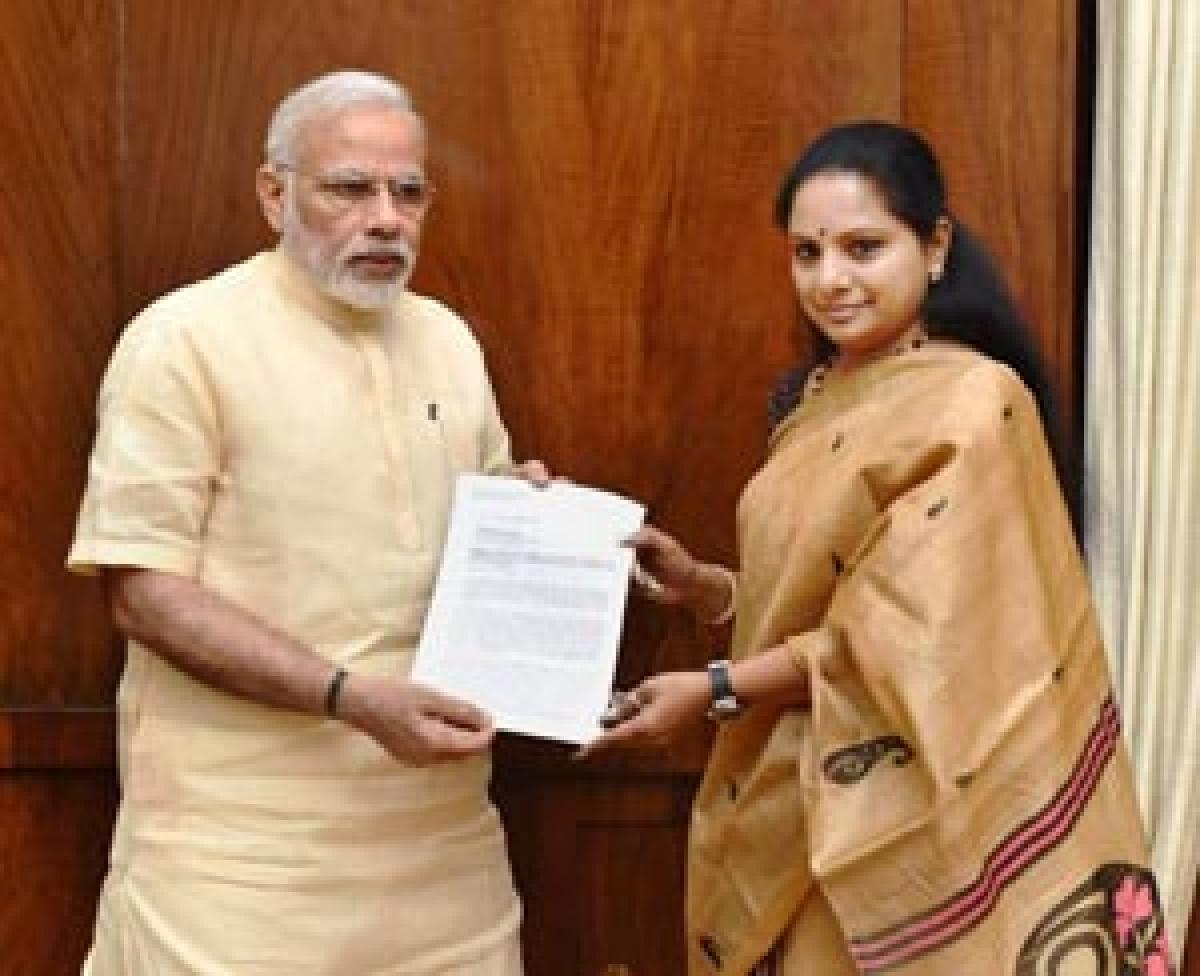 Kavitha calls on Narendra Modi 