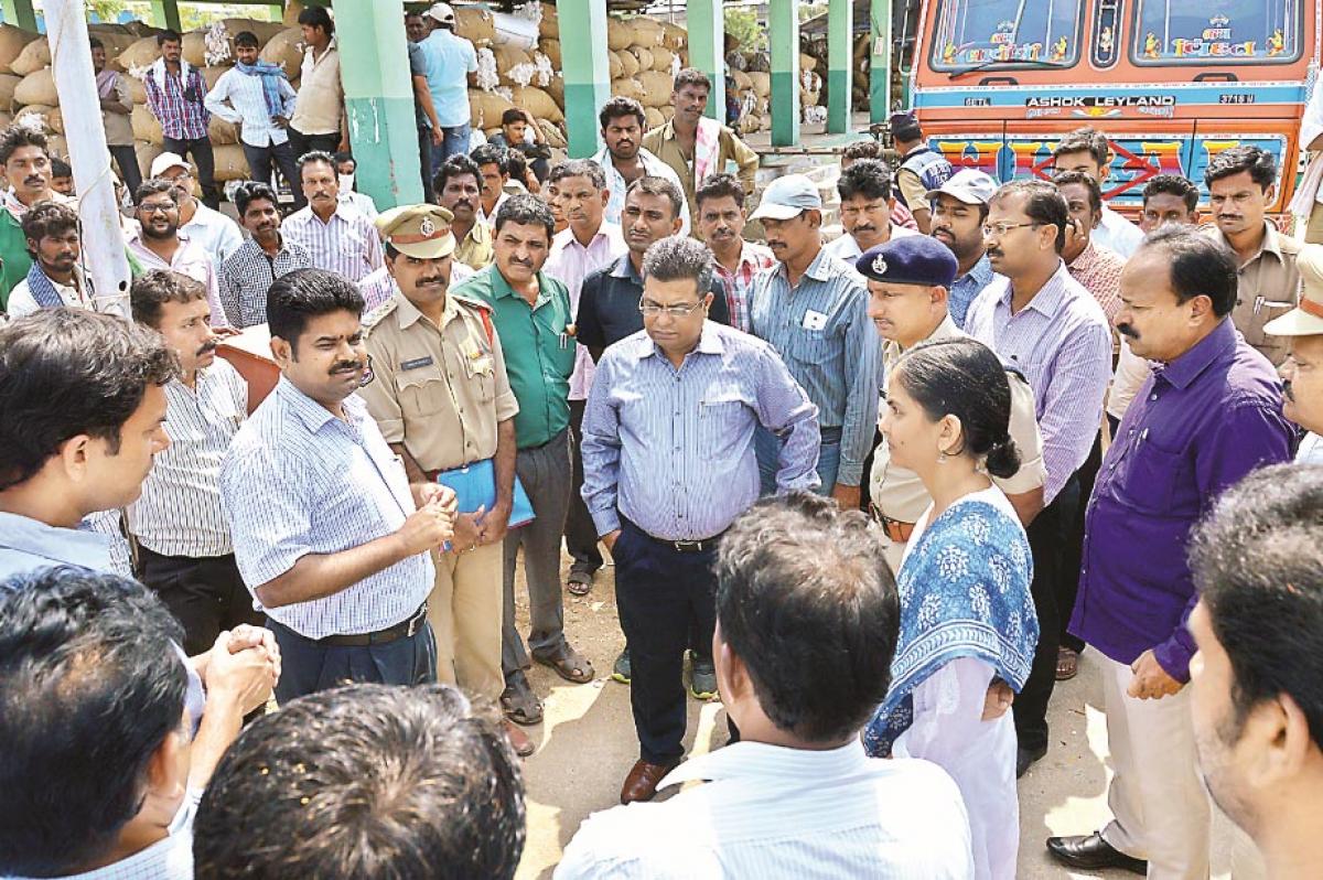 Collector inspects cotton market