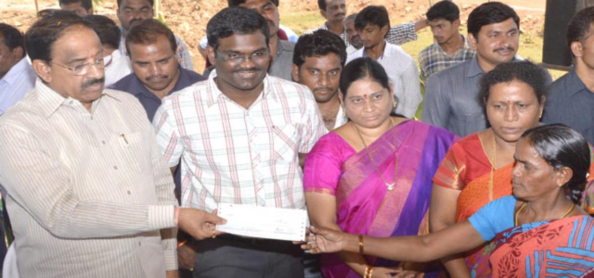 Tummala lays stone for various developmental works in Kothagudem