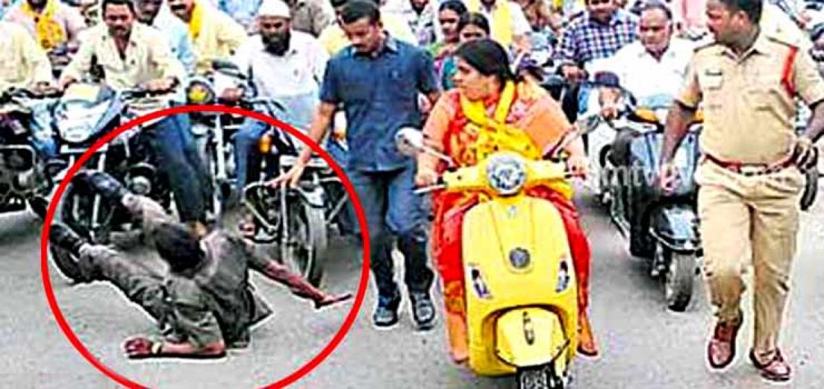 Security personnel bear the brunt of Peethala Sujathas bike rally