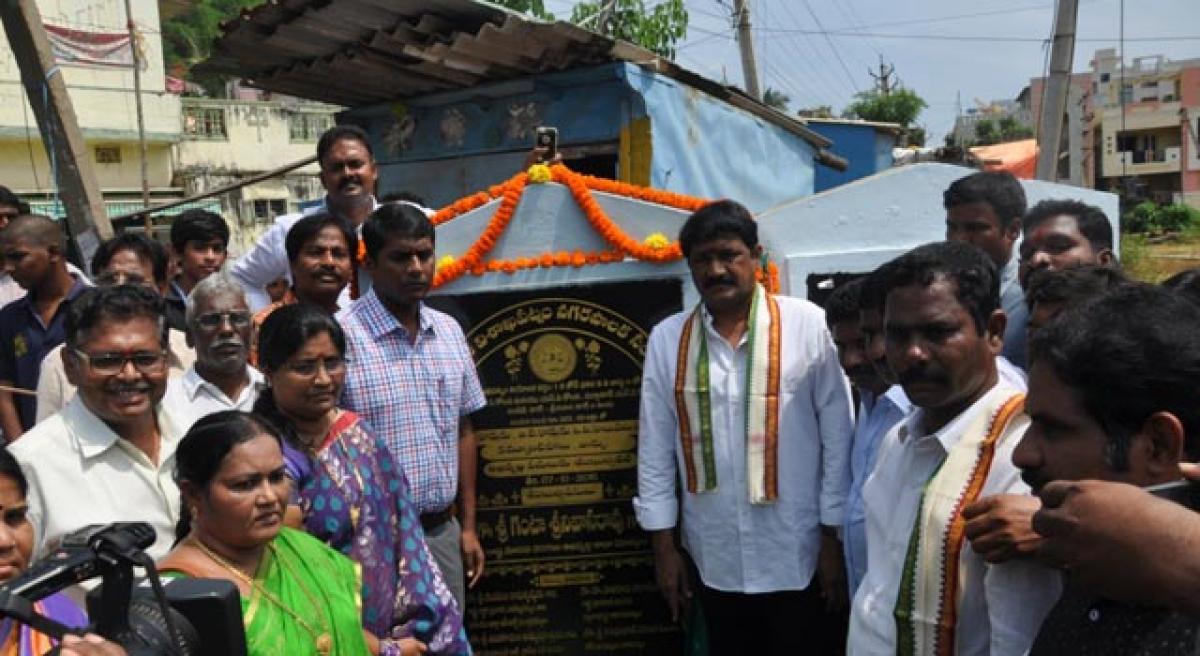 Ganta Srinivasa Rao on a stone-laying spree