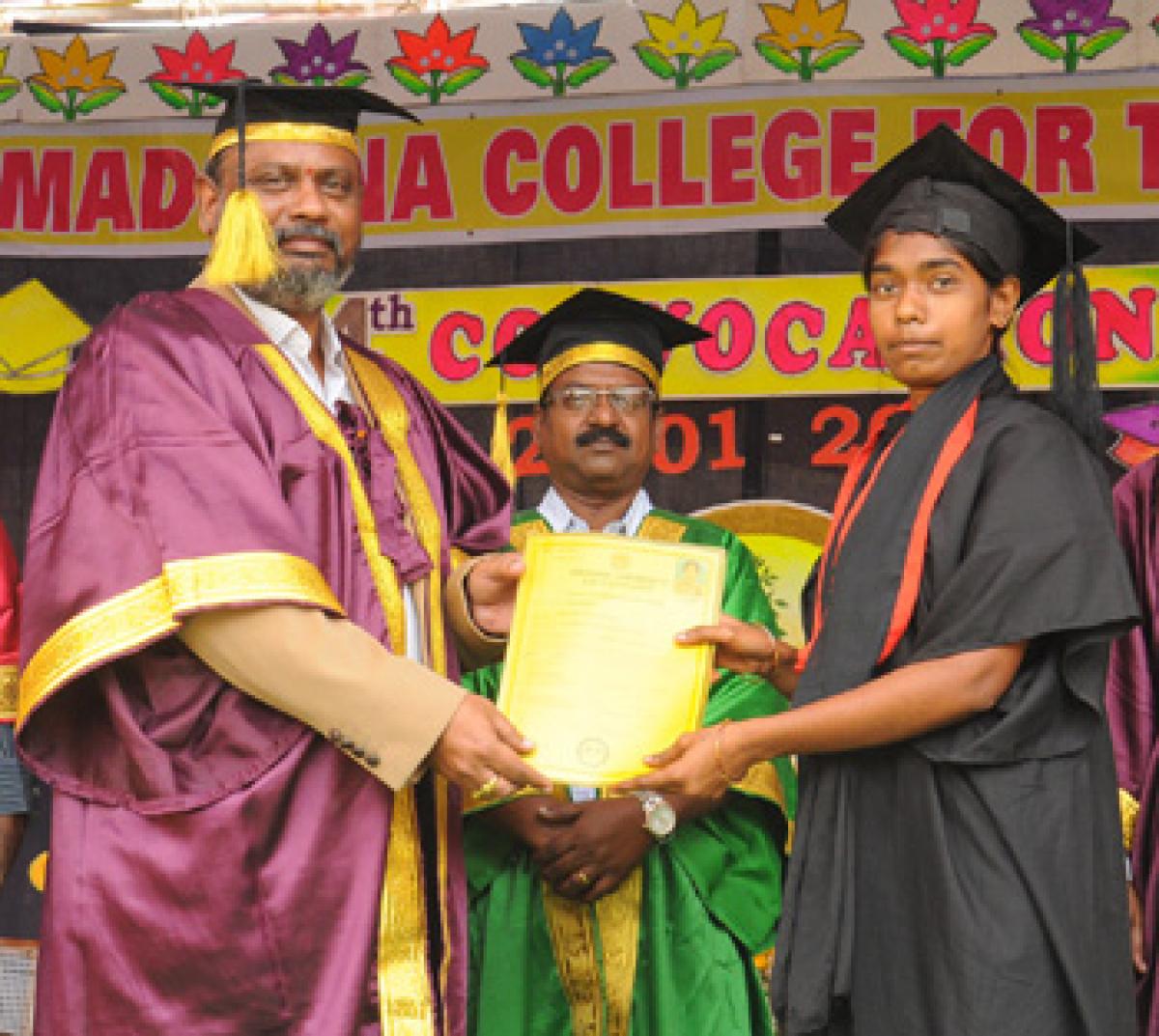 Hearing and speech impaired awarded with degrees