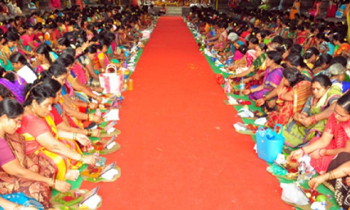 Varalakshmi puja conducted at Bhadrachalam temple