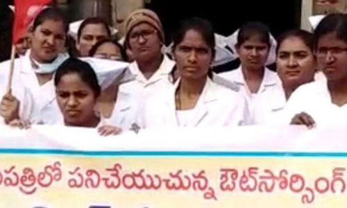 ESI nurses protest for salary arrears