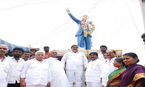 Minister unveils Ambedkar statues