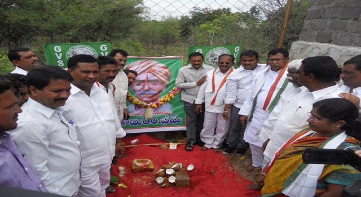 Foundation stone laid for Komaram Bheem statue.