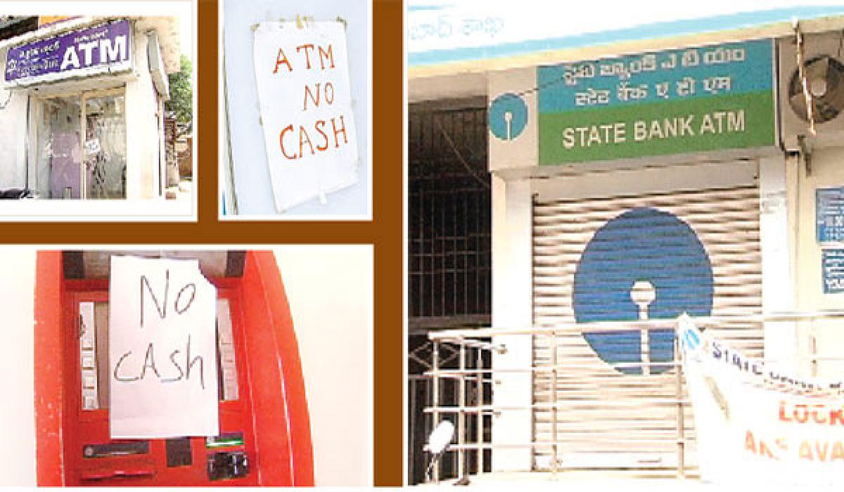 People facing shortage of cash with ATMs Display No cash boards