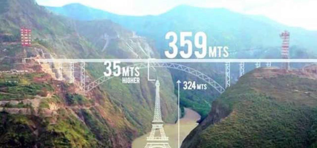 A rail bridge taller than Eiffel Tower over Chenab