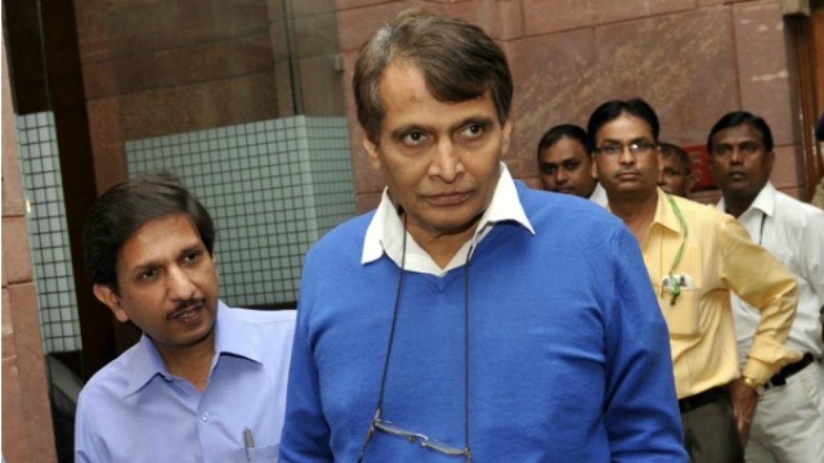 Suresh Prabhu reaches Hyderabad to file BJP nomination from AP