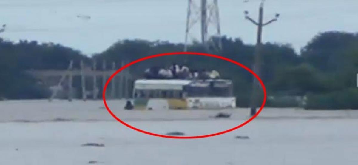 Guntur crippled by heavy rains, 48 passengers rescued by police