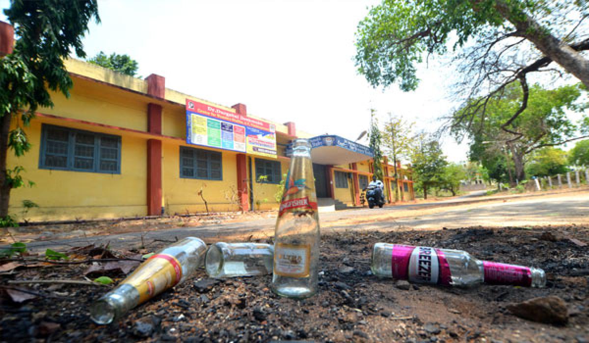 Liquor bottles at Women’s Study Centre