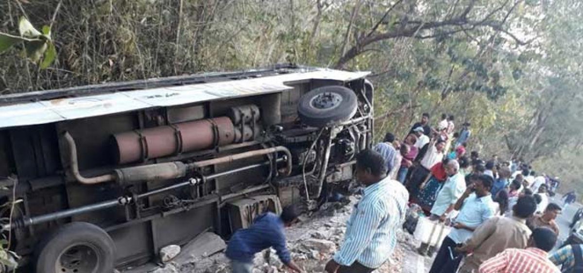 20 injured as bus overturns