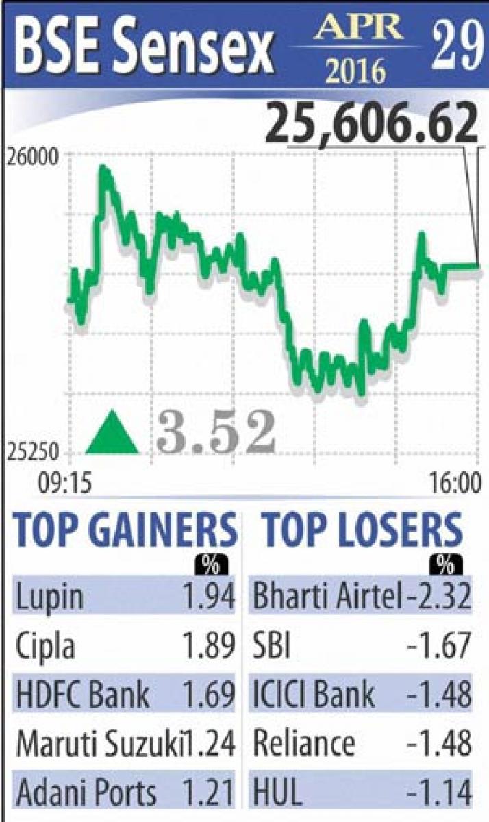 Markets end flat amid choppy trade