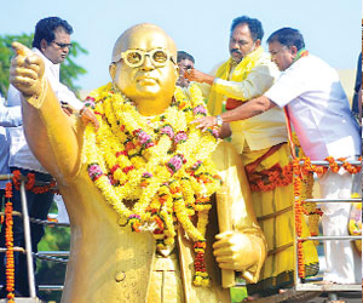 Floral tributes paid to Ambedkar