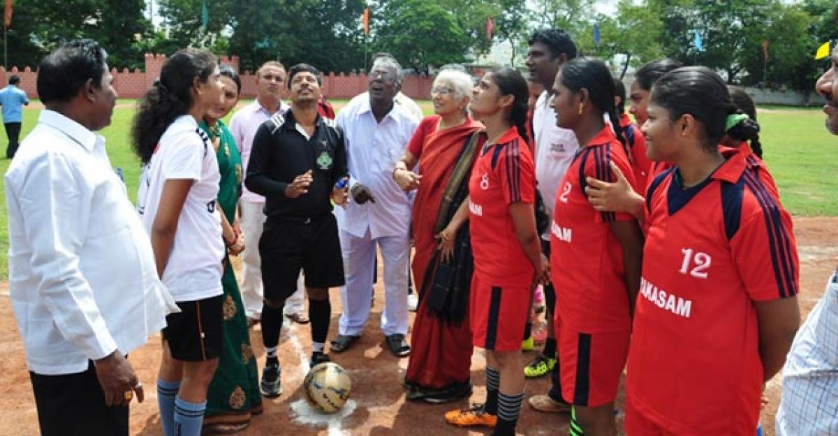 First state-level girl football tournament at Ongole
