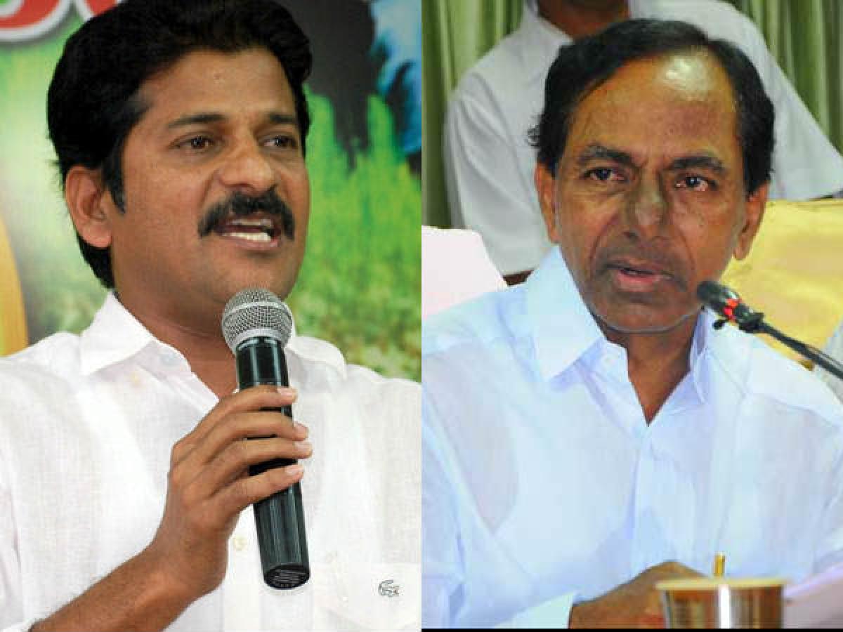 Revanth Reddy welcomes KCR for Amaravati foundation ceremony