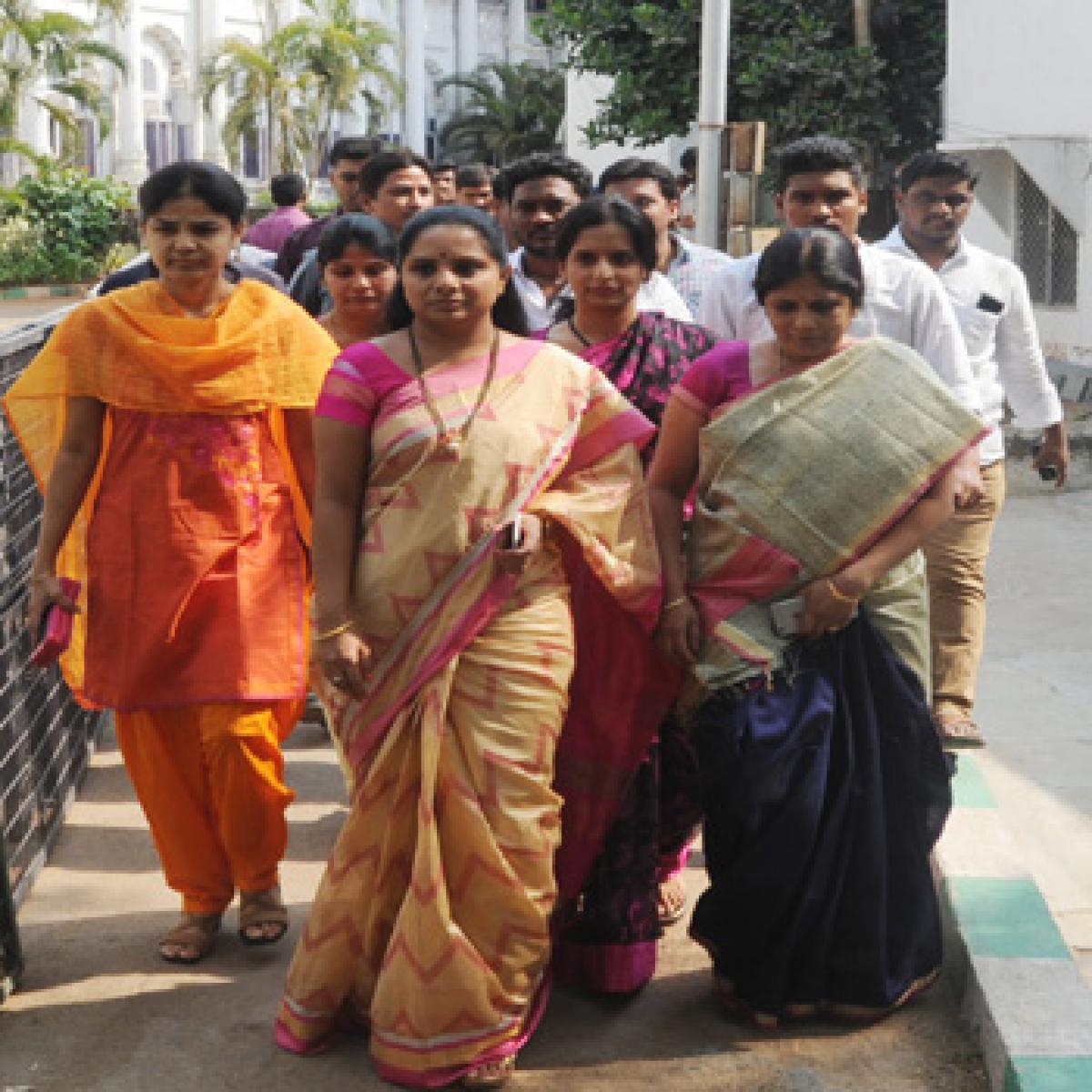 Kavitha visits Assembly, gets red carpet welcome