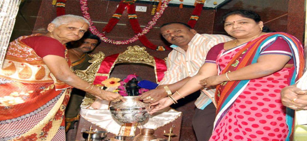 Silver shield donated to Lord Vajra Ganapathi Temple