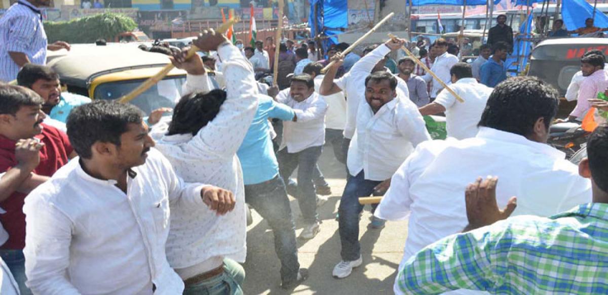 Eggs thrown at Danam at Congress Foundation Day fete