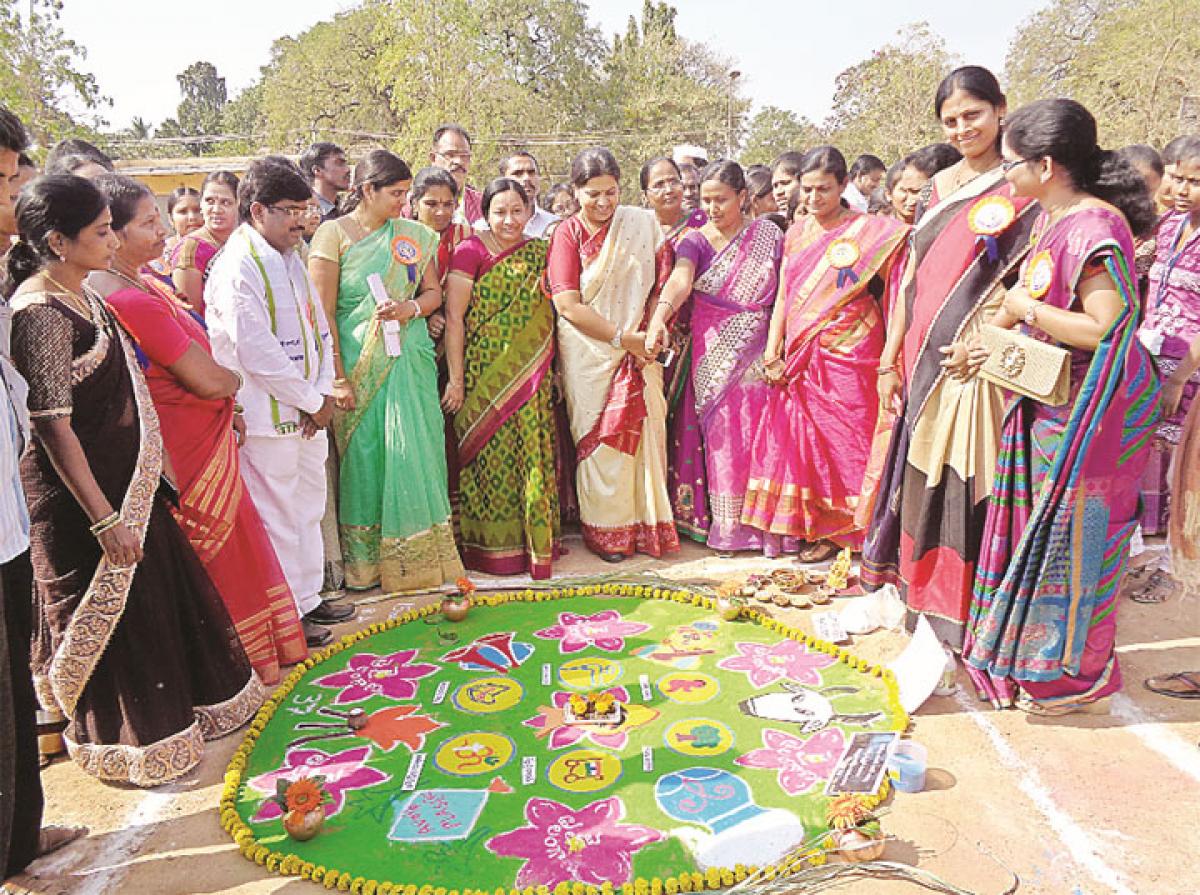 Telangana Jagruti holds rangoli competitions