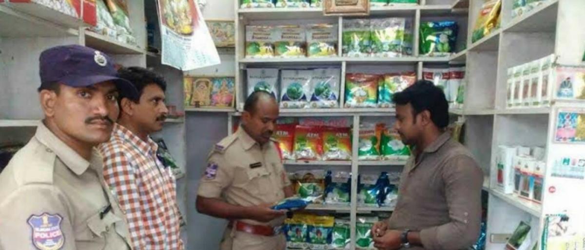 Raids on fertiliser and seeds shops at Bhupalpalli