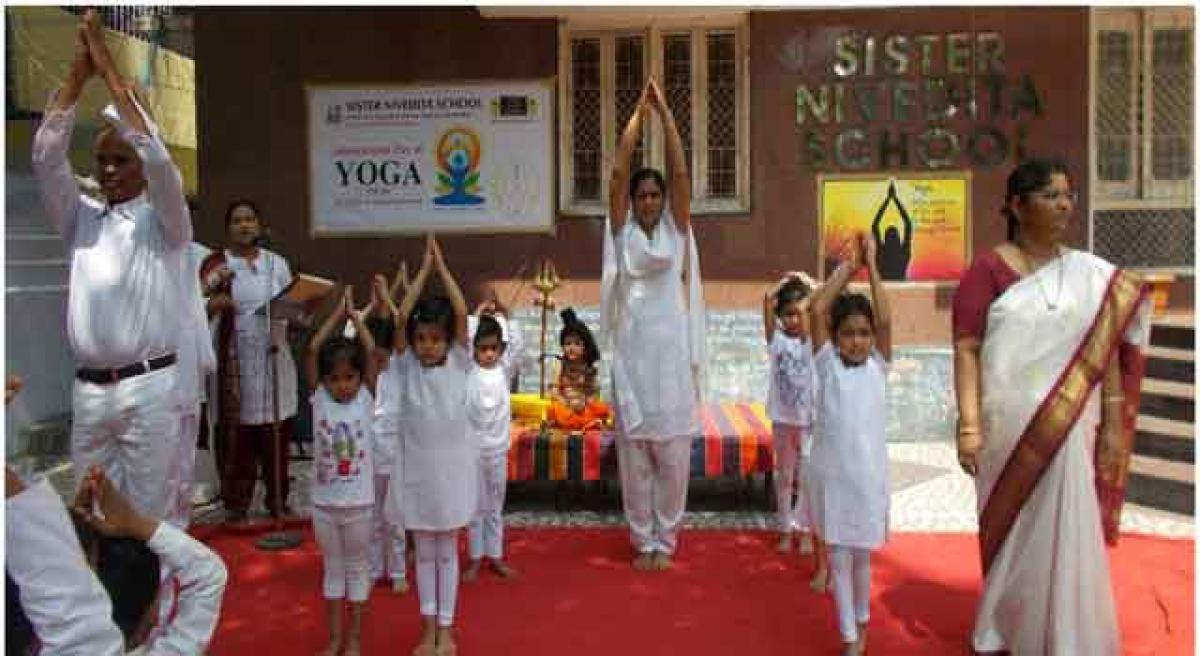 Yoga Day celebrations at Sister Nivedita School
