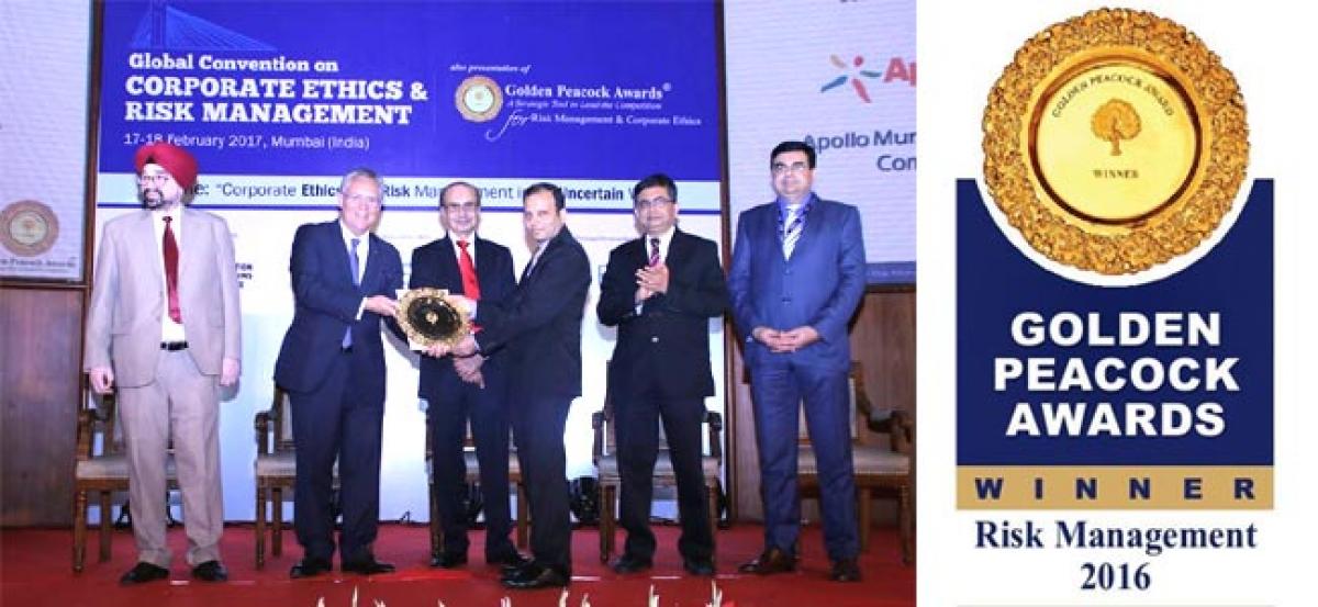 Apollo Munich Health Insurance wins Golden Peacock Award for Risk Management 2017