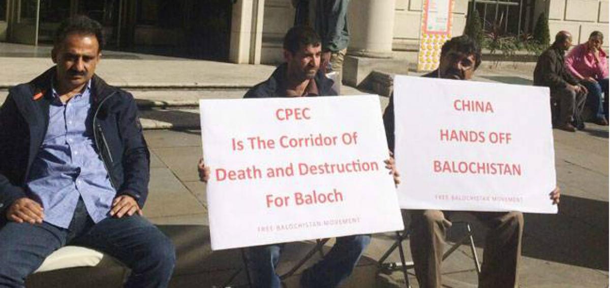 Balochistan activists began week long protest outside the Chinese embassy in London 