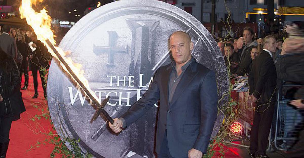 Vin Diesel wields flaming sword at film premiere