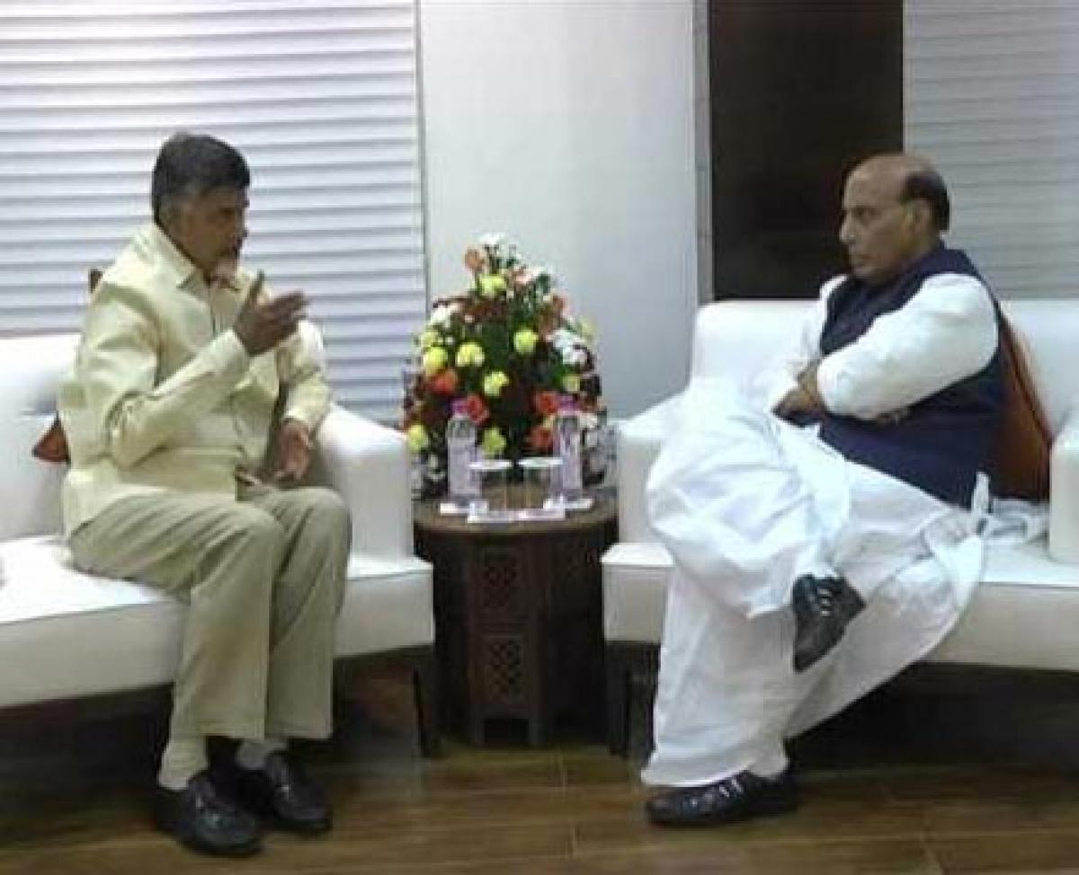 AP CM meets Rajnath, seeks more funds