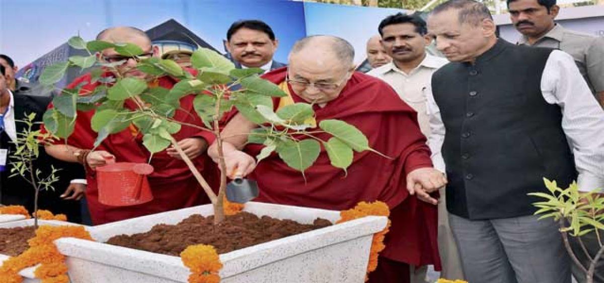 Dalai Lama lays stone for ethics & values hub