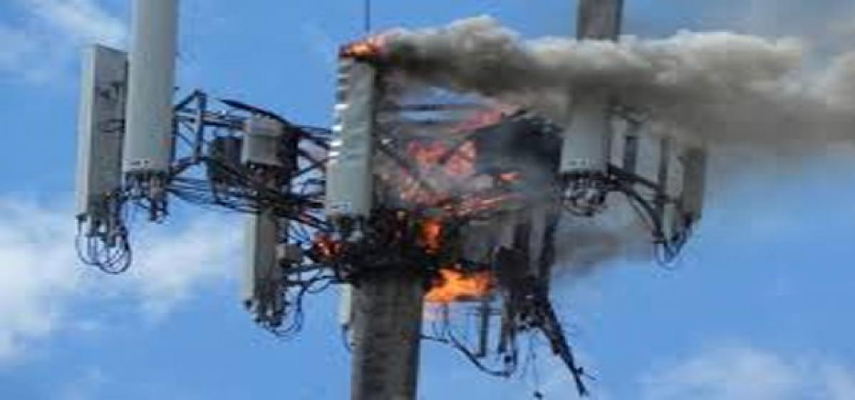 Cell towers gutted in fire accident