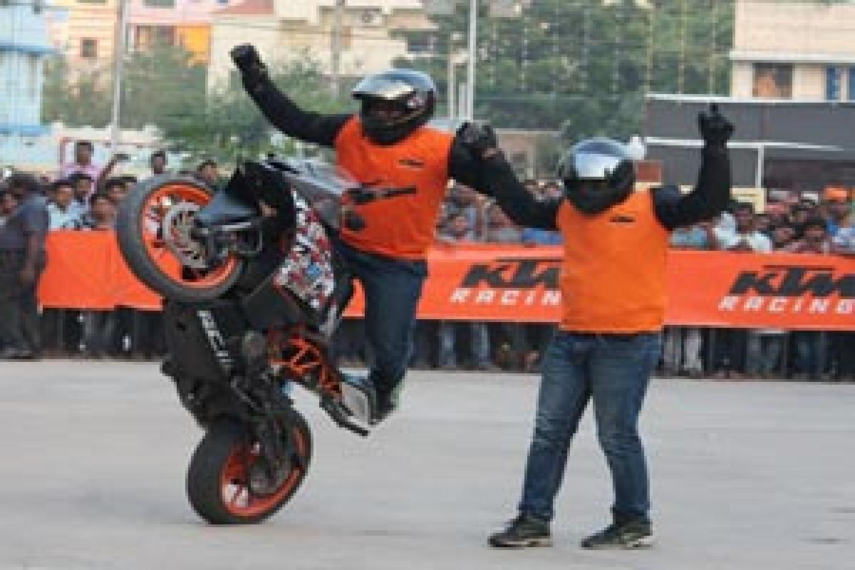 KTM organises a spectacular stunt show in Ongole