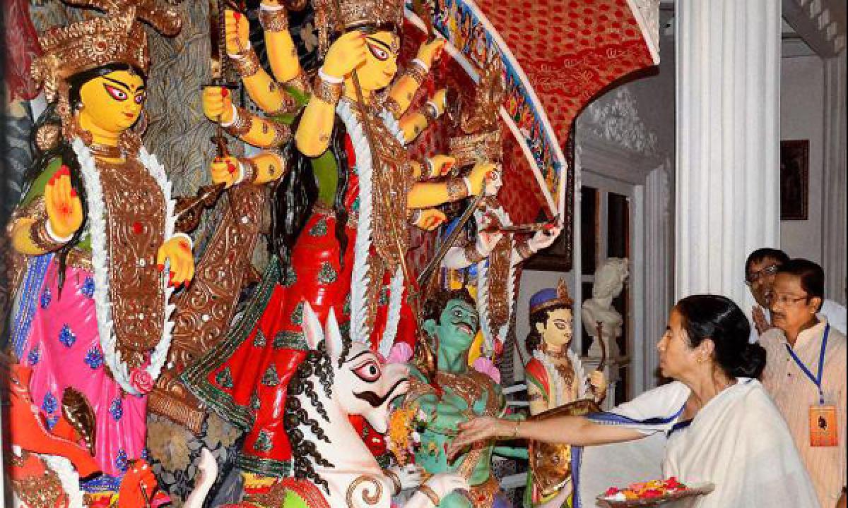 West Bengal CM Mamata Banerjee busy with Durga Puja celebrations 