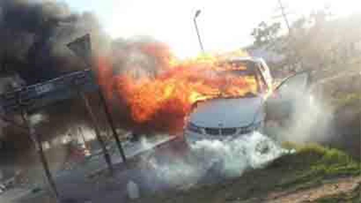 Scorpio bursts into flames in Uppal, short circuit, over heating suspected