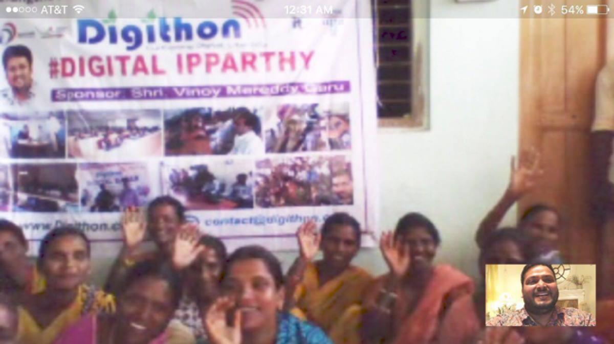 NRI Digital Ipparthy Sponsor Vinay live video conference with Villagers