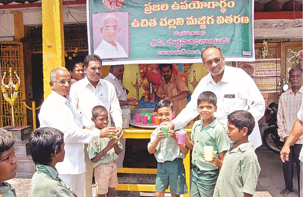 Butter milk for school kids to beat the heat