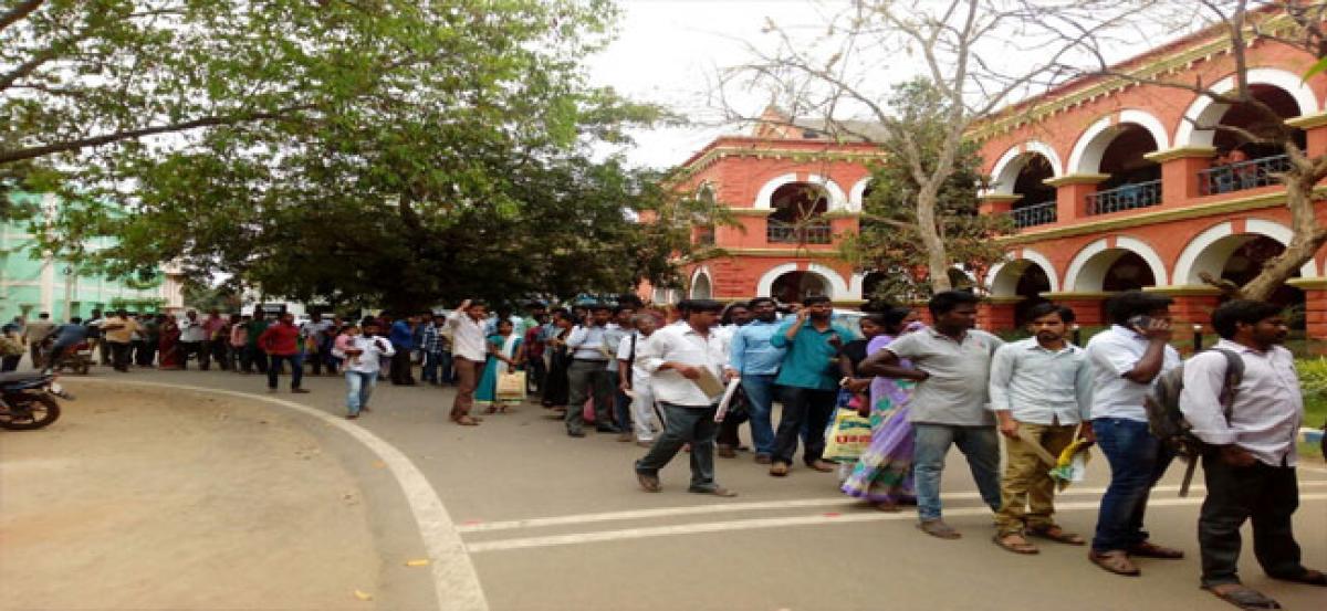 Job seekers queue up at collectorate