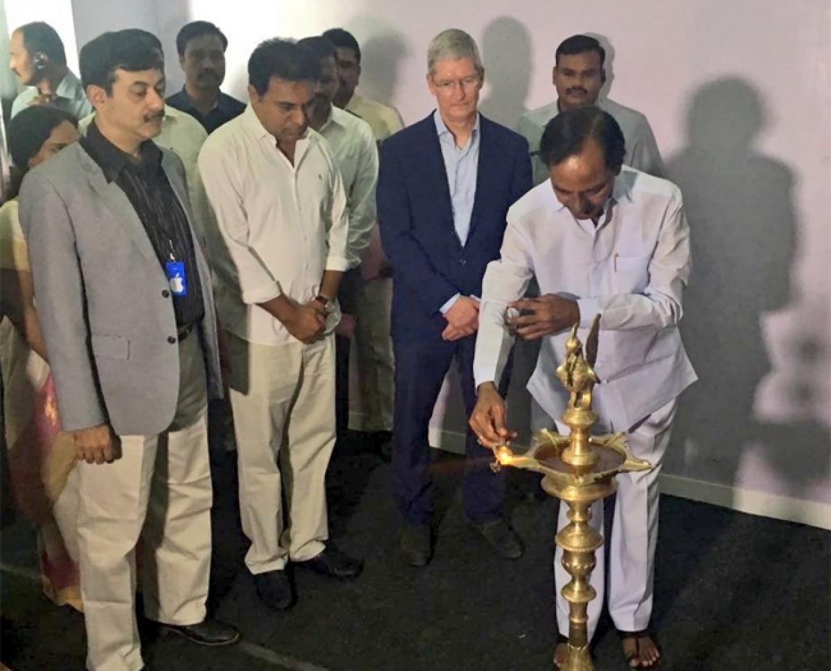 KCR, Tim Cook launch Apple Development centre in Hyderabad