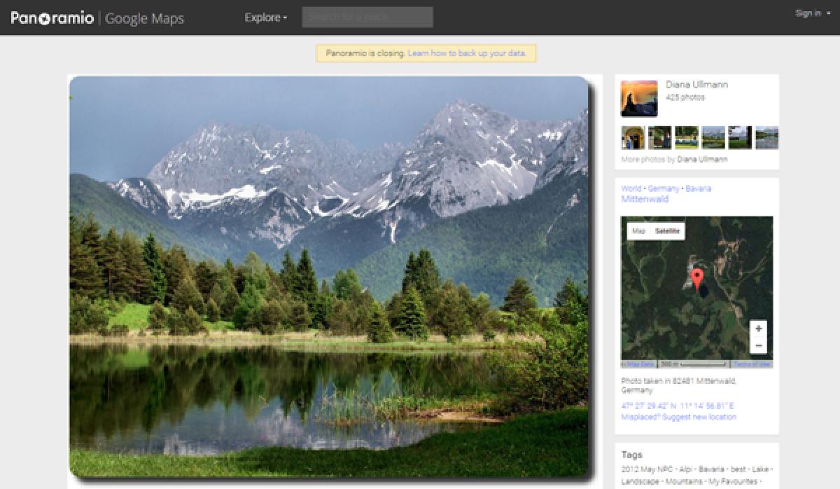 Google to shut down Panoramio service used to augment Google maps and Earth