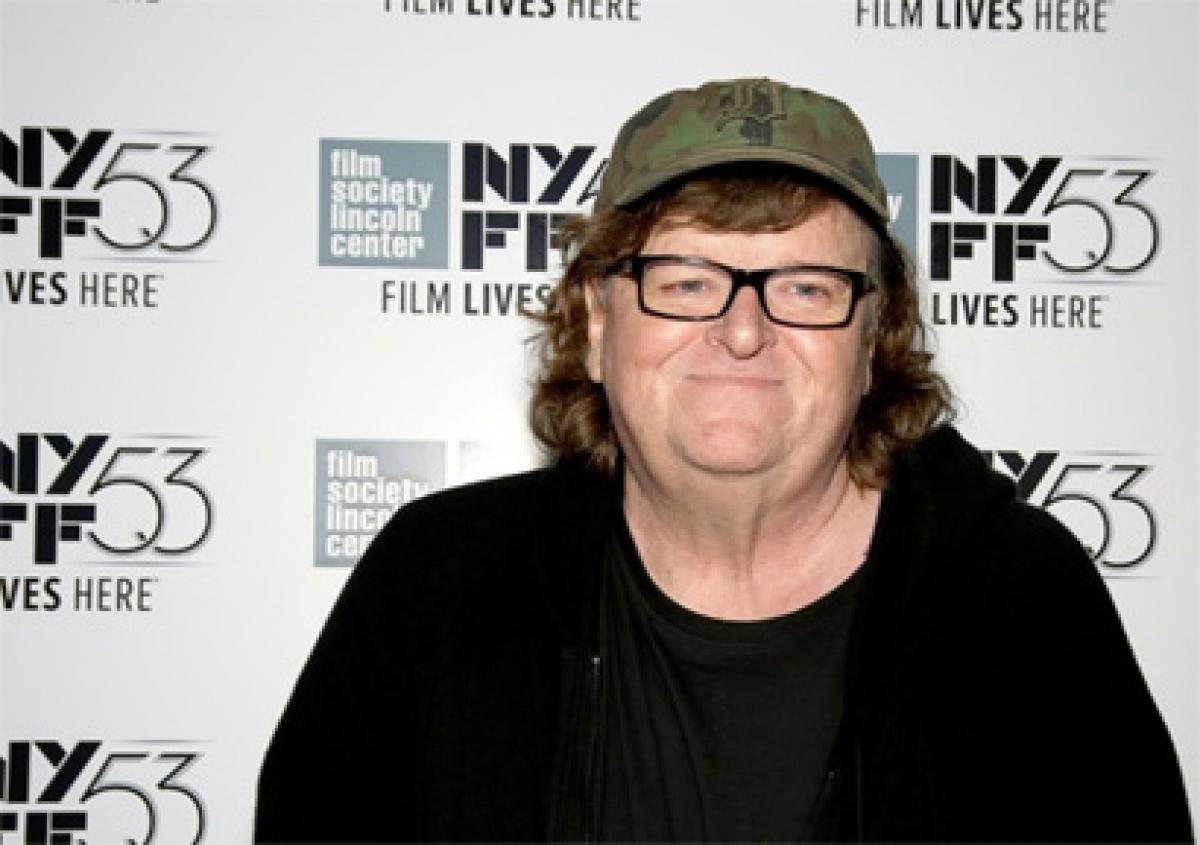 Hollywood actor Michael Moore promotes Where to Invade Next on Facebook from ICU