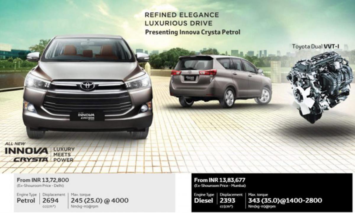 Whats the launch price of Toyota Innova Crysta Petrol?