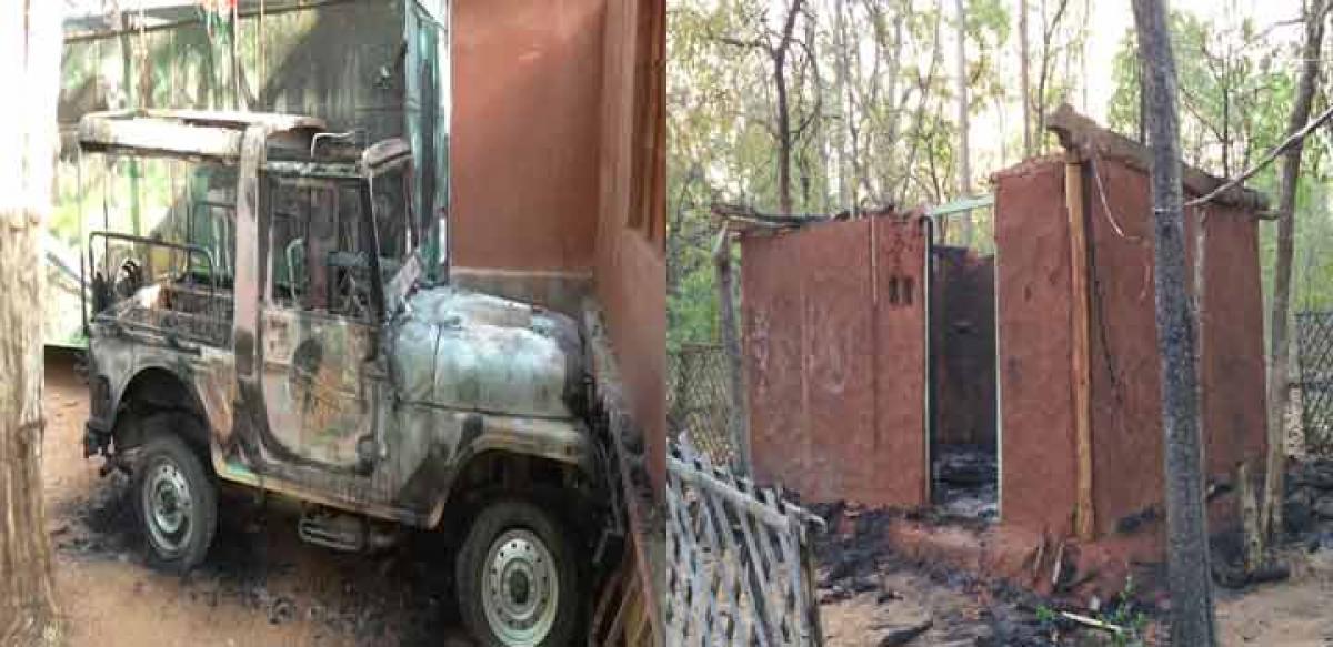 Maoists torch forest guest house, jeep near Tadwai