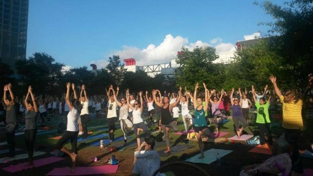 Houston celebrates Yoga event at NASAs Johnson Space Centre